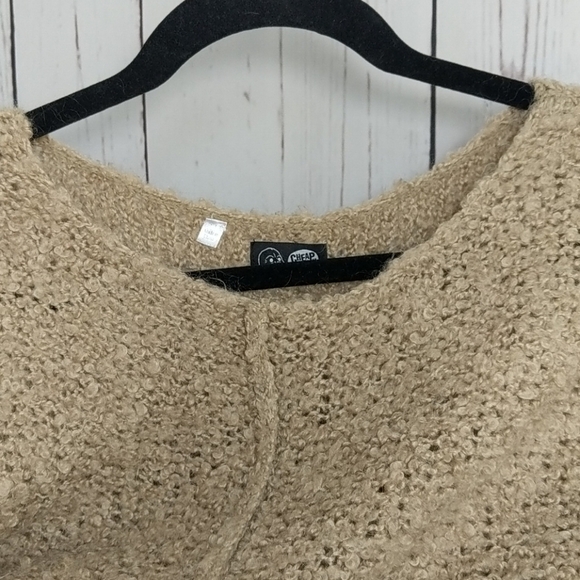 Cheap Monday Zyracuse Wool Mohair Sweater Swedish Oversize Tan Boucle Teddy Bear - Picture 14 of 16